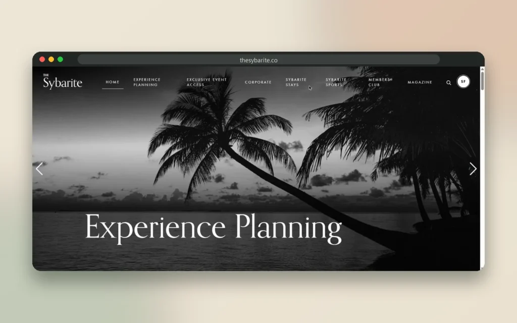 The Sybarite — website screenshot